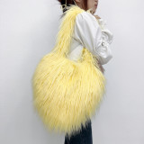 Style Trendy Heart Bag Women's Fur Bag Heart-Shaped Cute Crossbody Bag Shoulder Bag