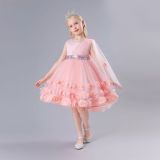 Summer Girls Evening Dress Children's Clothing Trendy Princess Dress Performance Dress Fluffy Rose Dress