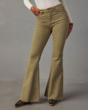 Retro Long Denim Pants Women's Slim Fit Bell Bottom Casual Trousers
