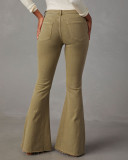 Retro Long Denim Pants Women's Slim Fit Bell Bottom Casual Trousers