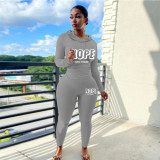 Plus Size Women's Sexy Fashion Printed Sports Two-Piece Pants Set