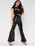 Sexy Nightclub Women's Multicolor Sequin Bell Bottom Pants