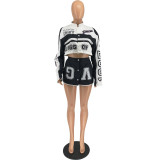 Women's Autumn And Winter Printed Sports Long Sleeve Two-Piece Skirt Set