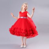Summer Girls Evening Dress Children's Clothing Trendy Princess Dress Performance Dress Fluffy Rose Dress