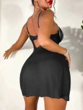 Spring And Summer Sexy Straps Low Back See-Through Nightgown Pearl Sexy Dress