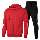 Trendy Zipper Hoodies Sweatpants Two Piece Set Men's Sports Tracksuit