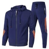 Trendy Zipper Hoodies Sweatpants Two Piece Set Men's Sports Tracksuit