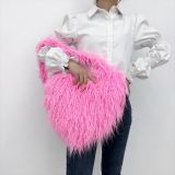 Style Trendy Heart Bag Women's Fur Bag Heart-Shaped Cute Crossbody Bag Shoulder Bag