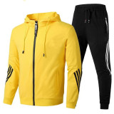 Trendy Zipper Hoodies Sweatpants Two Piece Set Men's Sports Tracksuit