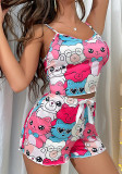 Sexy Cute Pattern Printed Two-Piece Sexy Pajamas Set