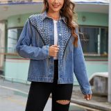 Autumn Rivet Tassel Long Sleeve Denim Jacket For Women