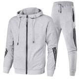 Trendy Zipper Hoodies Sweatpants Two Piece Set Men's Sports Tracksuit