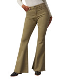 Retro Long Denim Pants Women's Slim Fit Bell Bottom Casual Trousers