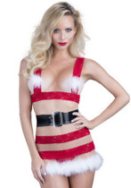 Sexy Lingerie Christmas Girl Sexy See-Through Bundle Temptation Night Dress Set