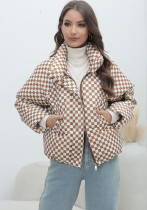 Plaid Plus Size Women's Coat Warm Down Jacket Cotton Padded Coat