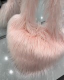 Style Trendy Heart Bag Women's Fur Bag Heart-Shaped Cute Crossbody Bag Shoulder Bag