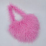Style Trendy Heart Bag Women's Fur Bag Heart-Shaped Cute Crossbody Bag Shoulder Bag