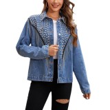 Autumn Rivet Tassel Long Sleeve Denim Jacket For Women