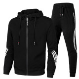 Trendy Zipper Hoodies Sweatpants Two Piece Set Men's Sports Tracksuit