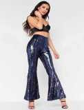 Sexy Nightclub Women's Multicolor Sequin Bell Bottom Pants