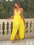 Women's Sexy Contrast Color Lace Slit Slim Dress