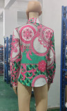 Women's Tops Spring Autumn Turndown Collar Printed Long Sleeve Button-Down Shirt