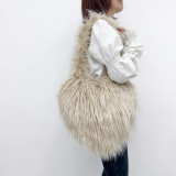 Style Trendy Heart Bag Women's Fur Bag Heart-Shaped Cute Crossbody Bag Shoulder Bag