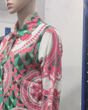 Women's Tops Spring Autumn Turndown Collar Printed Long Sleeve Button-Down Shirt