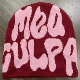 Women American Letter Embroidered Retro Pile Hat Autumn and Winter Warm Hat