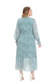 Plus Size Women Fall Long Sleeve Floral Dress