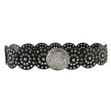 Retro Denim Western Style Belt Round Hollow Belt