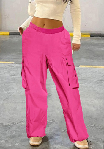 Women Casual Sports Solid Loose Drawstring Cargo Pants