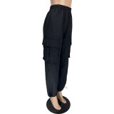 Women Casual Sports Solid Loose Drawstring Cargo Pants