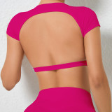 Women yoga backless quick-drying sports outdoor running with chest pad fitness T-shirt