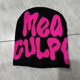 Women American Letter Embroidered Retro Pile Hat Autumn and Winter Warm Hat