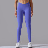 Women Seamless Knitting Breathable Solid Crossover Yoga Pants
