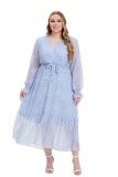 Plus Size Women Fall Long Sleeve Floral Dress