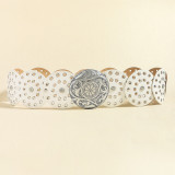 Retro Denim Western Style Belt Round Hollow Belt