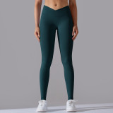 Women Seamless Knitting Breathable Solid Crossover Yoga Pants