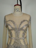 Women Sexy Shiny Beaded Formal Party Bodycon Mermaid Evening Dress
