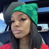 Women American Letter Embroidered Retro Pile Hat Autumn and Winter Warm Hat
