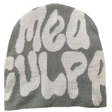 Women American Letter Embroidered Retro Pile Hat Autumn and Winter Warm Hat
