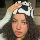 Women American Letter Embroidered Retro Pile Hat Autumn and Winter Warm Hat