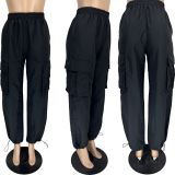 Women Casual Sports Solid Loose Drawstring Cargo Pants