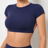 Women yoga backless quick-drying sports outdoor running with chest pad fitness T-shirt