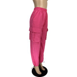 Women Casual Sports Solid Loose Drawstring Cargo Pants