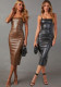 Women Autumn Sexy Suspender Slit Pu Leather Dress