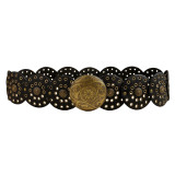 Retro Denim Western Style Belt Round Hollow Belt