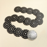 Retro Denim Western Style Belt Round Hollow Belt