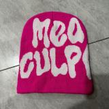 Women American Letter Embroidered Retro Pile Hat Autumn and Winter Warm Hat